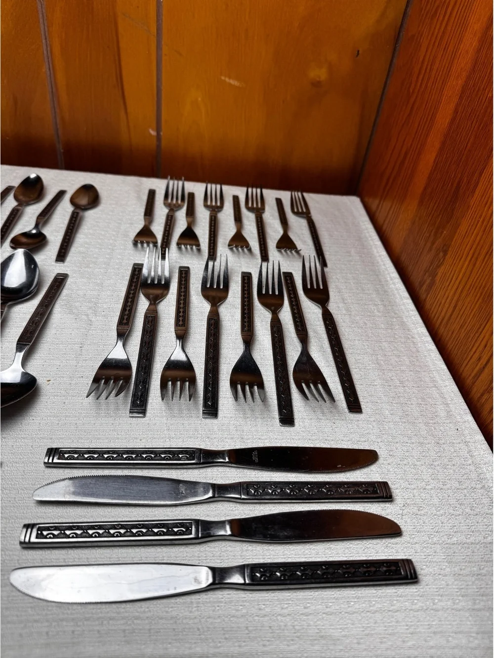 Vintage Douglass Korea Stainless Flatware Set 40 Piece Service for 8 Geometric